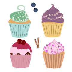 isolated set of cupcakes 