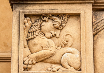 A carving of an eastern griffin