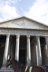 pantheon in rome with a horse in foreground