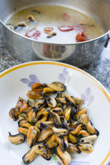 peppered mussels or mussels impepata