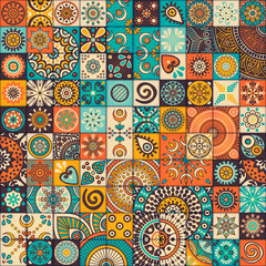 Ethnic floral seamless pattern