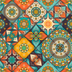 Ethnic floral seamless pattern