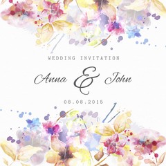 Floral wedding invitation in watercolor style