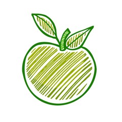 Hand drawn green apple