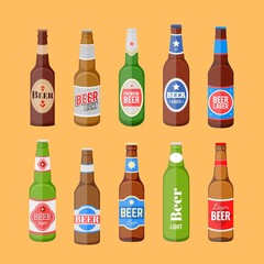Beer bottles set with label
