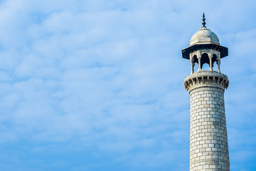 A tower at the Taj Mahal.