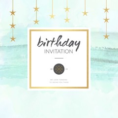 Watercolor birthday invitation with stars