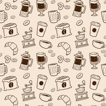 Hand drawn coffee pattern © Freepik