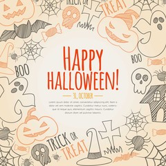Hand drawn happy halloween background