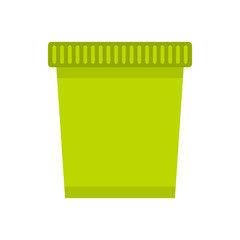 Green trash basket icon in flat style isolated on white background
