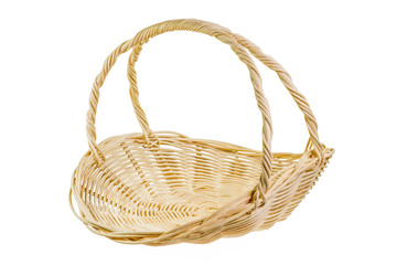 Wicker basket on white background 