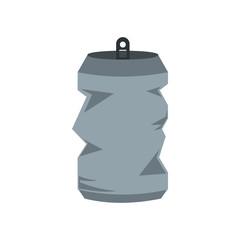 Obraz premium Crumpled tin can icon in flat style isolated on white background. Drink symbol