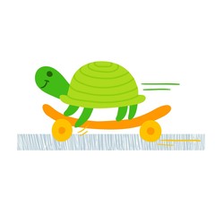Turtle skateboarding vector illustration.