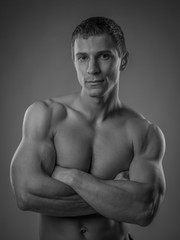 Fototapeta premium Perfectly fit shirtless young man