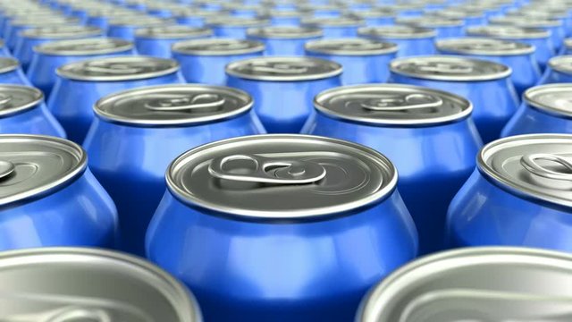 Blue soda cans loop-able 3D animation