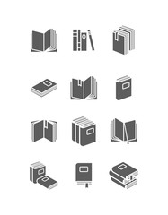 Books icon set for library design. Vector illustration