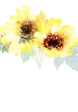 Watercolor sunflowers