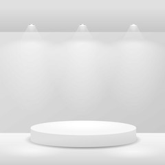 Stage on white room