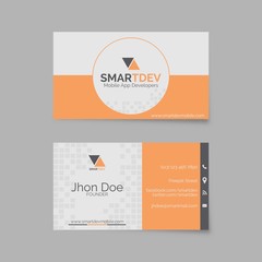 Business card template in orange and grey tones