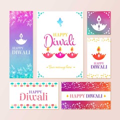 Colorful diwali stationery in abstract style
