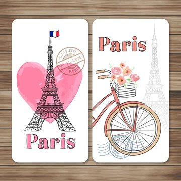 Hand painted Paris cards