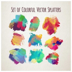 Set of colorful watercolor splashes