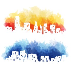 Fototapeta premium Watercolor city skyline