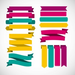 Colored collection of flat ribbons