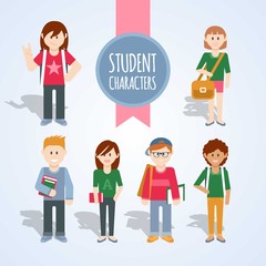 Colored student characters