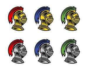 Fototapeta na wymiar Vector of knight helmet, could be use as logo, icon, etc