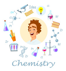 Chemistry teacher. Infographic, Lesson