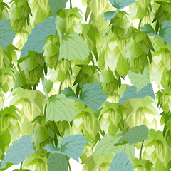 Hops leaves seamless background