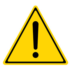 Hazard warning sign with triangle symbol isolated on white background.