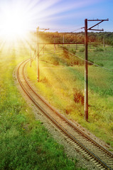 Fototapeta na wymiar Curved Railroad Track
