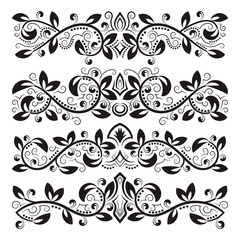 Design ornamental elements. Vintage headline decorations set. Floral tattoo in baroque style.