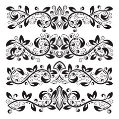 Design ornamental elements. Vintage headline decorations set. Floral tattoo in baroque style.