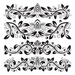 Design ornamental elements. Vintage headline decorations set. Floral tattoo in baroque style.