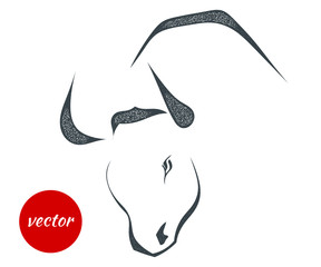 The black silhouette of a bull's cow head on a white background.