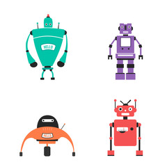 Fototapeta premium Set of robots. Vintage style. Cartoon vector illustration