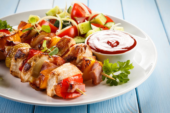 Kebab - grilled meat and vegetables 
