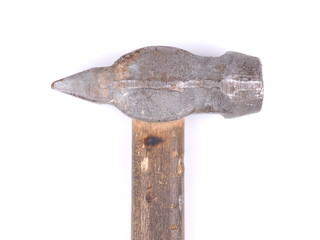 old hammer on white background