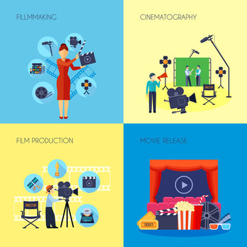 Filmmaking Concept 4 Icons Square 