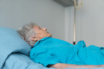 Old woman in hospice. Selective focus