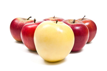 Group of ripe apples on a white background