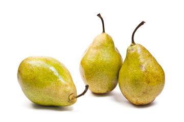 Ripe pears isolated on white background.  With clipping path.