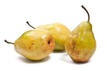 Ripe pears isolated on white background. With clipping path.