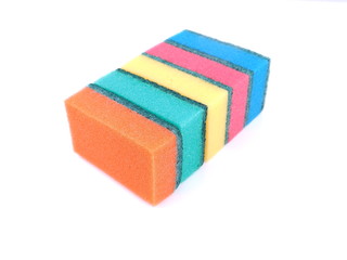 dishwashing sponge on a white background