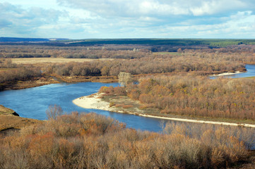 Obraz premium Autumn Landscape of river Don in Divnogorie national park, Voronezh region, Russia