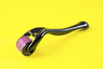 Derma roller for medical micro needling therapy. Tool also known as: Derma roller, mesoroller, meso-roller, mesopen.