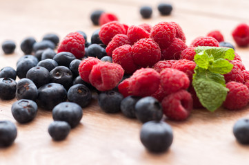 raspberries and blueberries